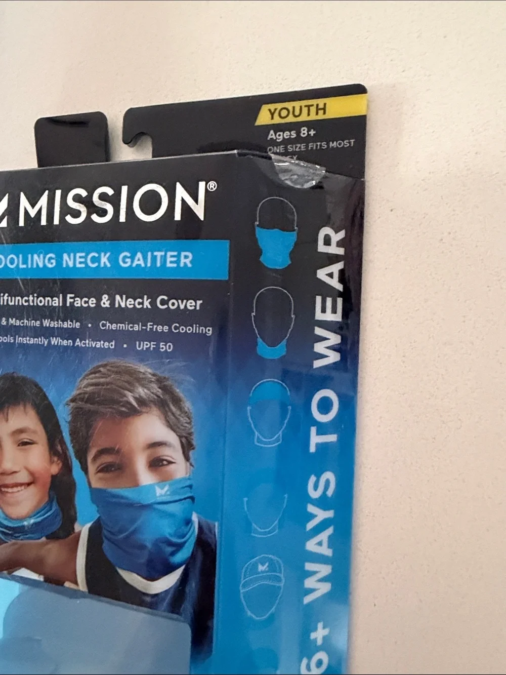 MISSION Blue Cooling Neck Gaiter - Youth Multifunctional Face & Neck Cover